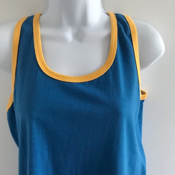 NWOT Mambo Women’s Blue & Yellow 100% Cotton Jersey Summer Festival Tank Top Y2K - Picture 11 of 14